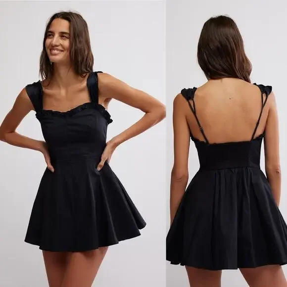 Free People Midnight Magic Mini Dress in Black Combo S - Picture 8 of 9